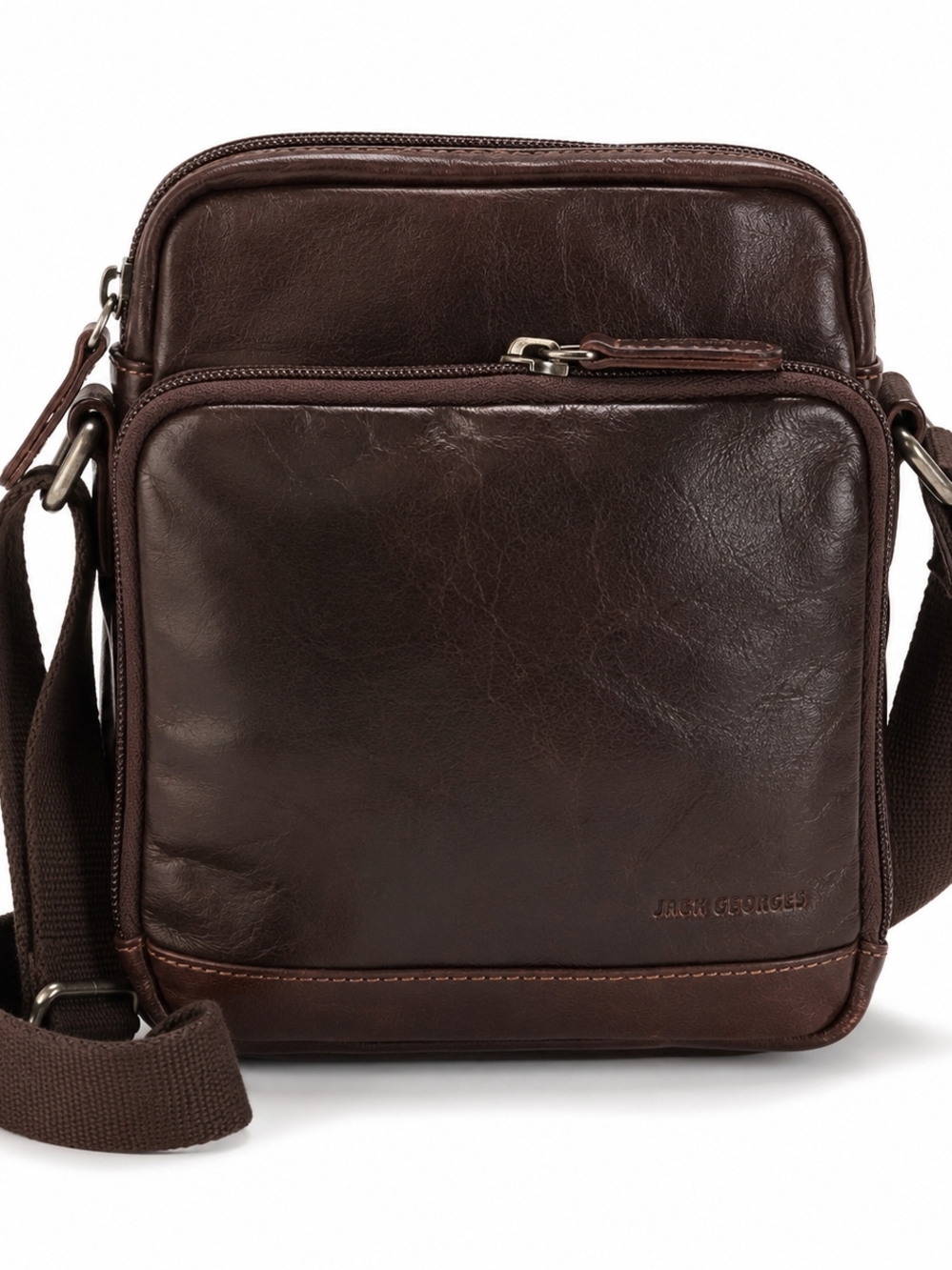 Jack Georges Dark Brown Leather Crossbody Bag